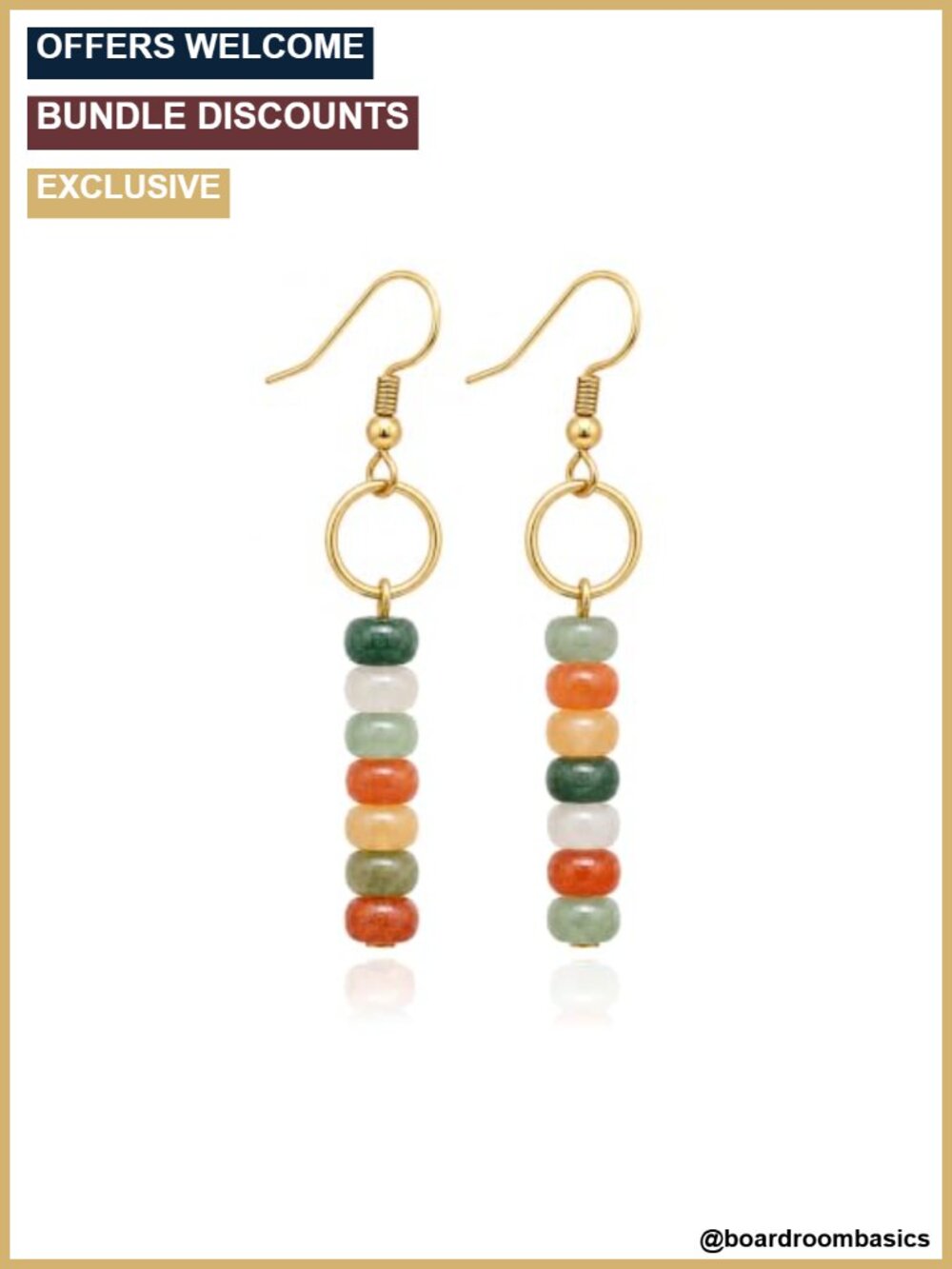 18K Gold Plated Boho Quartzite Drop Earrings Handmade